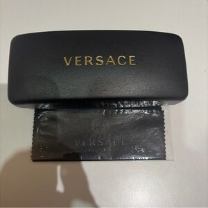Versace Black and Gold Eyewear Case with Microfiber Cloth